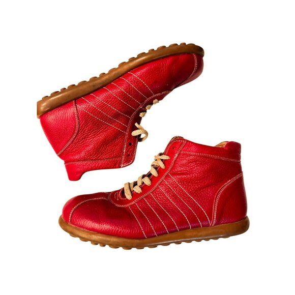 Beta Red Leather High-Top Sneakers Size 40 US Women's 9 Casual Comfort Shoes - Picture 8 of 9